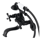 Kingston KS226MB Two-Handle Clawfoot Tub Faucet with Hand Shower, Matte Black