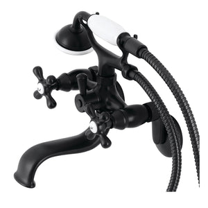 Kingston KS226MB Two-Handle Clawfoot Tub Faucet with Hand Shower, Matte Black