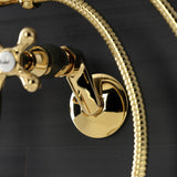 Kingston KS226PB Two-Handle Clawfoot Tub Faucet with Hand Shower, Polished Brass