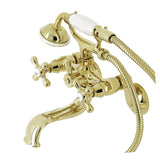Kingston KS226PB Two-Handle Clawfoot Tub Faucet with Hand Shower, Polished Brass