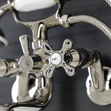 Kingston KS226PN Two-Handle Clawfoot Tub Faucet with Hand Shower, Polished Nickel