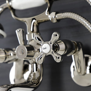 Kingston KS226PN Two-Handle Clawfoot Tub Faucet with Hand Shower, Polished Nickel
