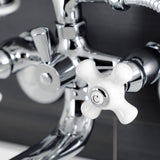 Kingston KS226PXC Three-Handle 2-Hole Wall Mount Clawfoot Tub Faucet with Hand Shower, Polished Chrome