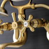 Kingston KS226SB Two-Handle Clawfoot Tub Faucet with Hand Shower, Brushed Brass