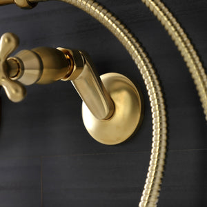 Kingston KS226SB Two-Handle Clawfoot Tub Faucet with Hand Shower, Brushed Brass