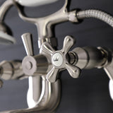 Kingston KS226SN Two-Handle Clawfoot Tub Faucet with Hand Shower, Brushed Nickel