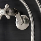 Kingston KS226SN Two-Handle Clawfoot Tub Faucet with Hand Shower, Brushed Nickel