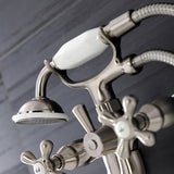 Kingston KS226SN Two-Handle Clawfoot Tub Faucet with Hand Shower, Brushed Nickel