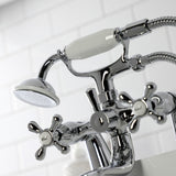Kingston KS227C Three-Handle 2-Hole Deck Mount Clawfoot Tub Faucet with Handshower, Polished Chrome