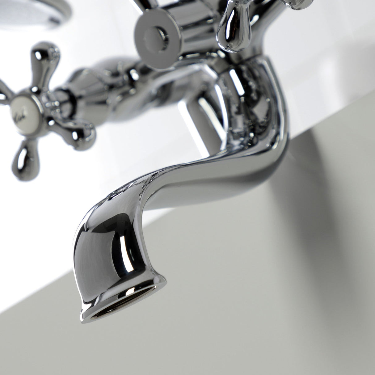Kingston KS227C Three-Handle 2-Hole Deck Mount Clawfoot Tub Faucet with Handshower, Polished Chrome