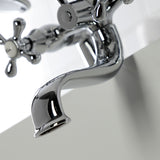 Kingston KS227C Three-Handle 2-Hole Deck Mount Clawfoot Tub Faucet with Handshower, Polished Chrome