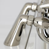 Kingston KS227PN Three-Handle 2-Hole Deck Mount Clawfoot Tub Faucet with Handshower, Polished Nickel