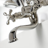 Kingston KS227PN Three-Handle 2-Hole Deck Mount Clawfoot Tub Faucet with Handshower, Polished Nickel