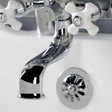 Kingston KS227PXC Three-Handle 2-Hole Deck Mount Clawfoot Tub Faucet with Hand Shower, Polished Chrome