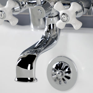Kingston KS227PXC Three-Handle 2-Hole Deck Mount Clawfoot Tub Faucet with Hand Shower, Polished Chrome