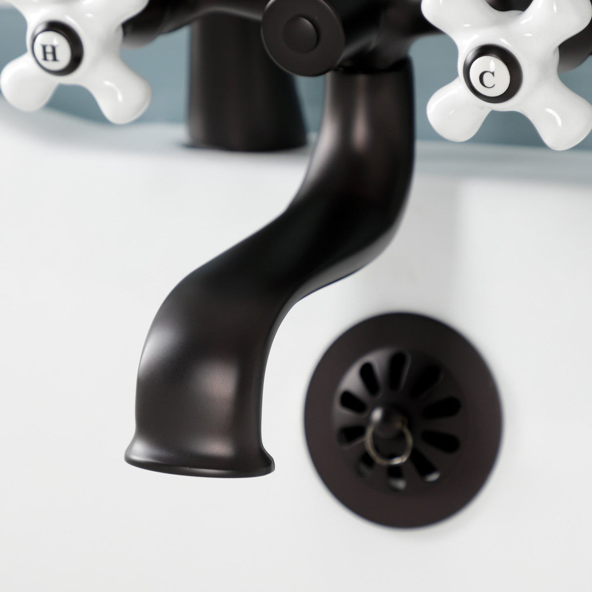 Kingston KS227PXORB Three-Handle 2-Hole Deck Mount Clawfoot Tub Faucet with Hand Shower, Oil Rubbed Bronze
