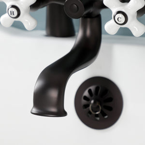 Kingston KS227PXORB Three-Handle 2-Hole Deck Mount Clawfoot Tub Faucet with Hand Shower, Oil Rubbed Bronze