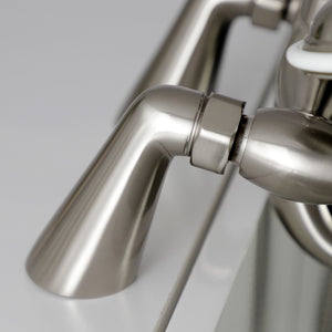 Kingston KS227SN Three-Handle 2-Hole Deck Mount Clawfoot Tub Faucet with Handshower, Brushed Nickel