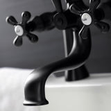 Kingston KS228MB Three-Handle 2-Hole Deck Mount Clawfoot Tub Faucet with Handshower, Matte Black