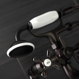 Kingston KS228ORB Three-Handle 2-Hole Deck Mount Clawfoot Tub Faucet with Handshower, Oil Rubbed Bronze