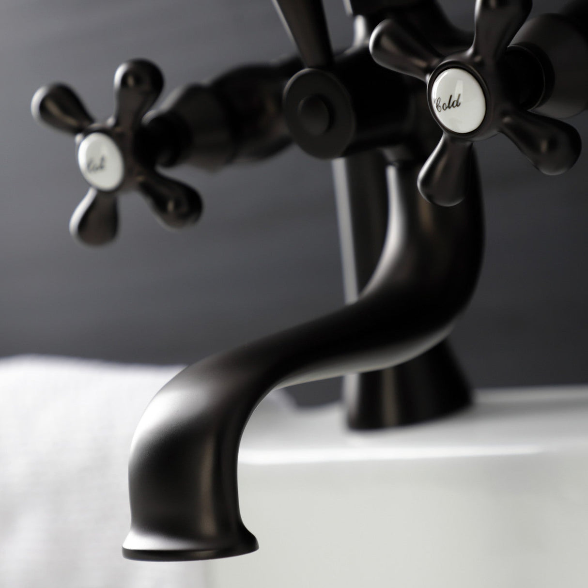 Kingston KS228ORB Three-Handle 2-Hole Deck Mount Clawfoot Tub Faucet with Handshower, Oil Rubbed Bronze