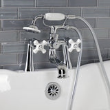 Kingston KS228PXC Three-Handle 2-Hole Deck Mount Clawfoot Tub Faucet with Hand Shower, Polished Chrome