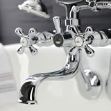 Kingston KS229C Three-Handle 2-Hole Tub Wall Mount Clawfoot Tub Faucet with Handshower, Polished Chrome