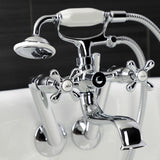 Kingston KS229C Three-Handle 2-Hole Tub Wall Mount Clawfoot Tub Faucet with Handshower, Polished Chrome