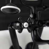 Kingston KS229MB Three-Handle 2-Hole Tub Wall Mount Clawfoot Tub Faucet with Handshower, Matte Black