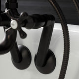 Kingston KS229ORB Three-Handle 2-Hole Tub Wall Mount Clawfoot Tub Faucet with Handshower, Oil Rubbed Bronze
