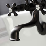 Kingston KS229ORB Three-Handle 2-Hole Tub Wall Mount Clawfoot Tub Faucet with Handshower, Oil Rubbed Bronze