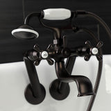 Kingston KS229ORB Three-Handle 2-Hole Tub Wall Mount Clawfoot Tub Faucet with Handshower, Oil Rubbed Bronze
