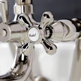 Kingston KS229PN Three-Handle 2-Hole Tub Wall Mount Clawfoot Tub Faucet with Handshower, Polished Nickel