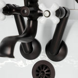 Kingston KS229PXORB Three-Handle 2-Hole Tub Wall Mount Clawfoot Tub Faucet with Hand Shower, Oil Rubbed Bronze