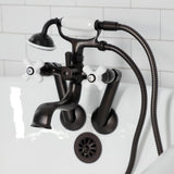 Kingston KS229PXORB Three-Handle 2-Hole Tub Wall Mount Clawfoot Tub Faucet with Hand Shower, Oil Rubbed Bronze