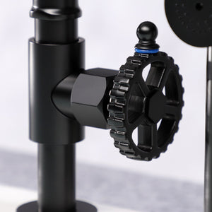 Fuller KS2330CG Two-Handle 4-Hole Deck Mount Bridge Kitchen Faucet with Brass Sprayer, Matte Black