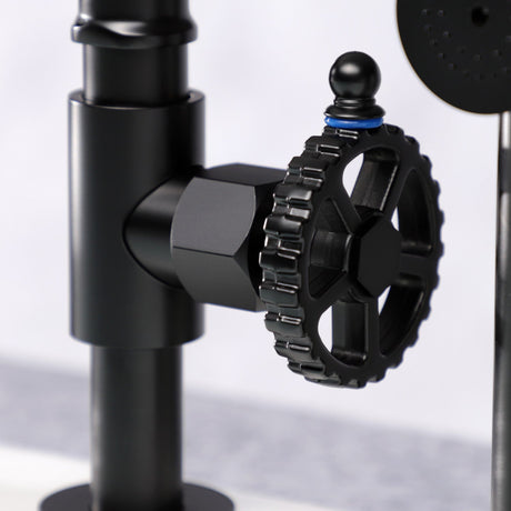 Fuller KS2330CG Two-Handle 4-Hole Deck Mount Bridge Kitchen Faucet with Brass Sprayer, Matte Black