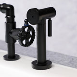 Fuller KS2330CG Two-Handle 4-Hole Deck Mount Bridge Kitchen Faucet with Brass Sprayer, Matte Black