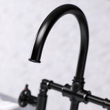 Fuller KS2330CG Two-Handle 4-Hole Deck Mount Bridge Kitchen Faucet with Brass Sprayer, Matte Black