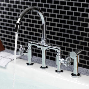Fuller KS2331CG Two-Handle 4-Hole Deck Mount Bridge Kitchen Faucet with Brass Sprayer, Polished Chrome
