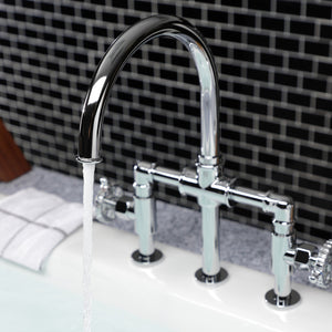 Fuller KS2331CG Two-Handle 4-Hole Deck Mount Bridge Kitchen Faucet with Brass Sprayer, Polished Chrome