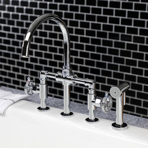 Fuller KS2331CG Two-Handle 4-Hole Deck Mount Bridge Kitchen Faucet with Brass Sprayer, Polished Chrome