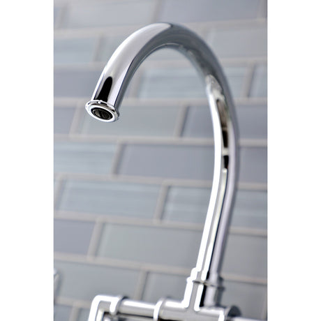 Whitaker KS2331KL Two-Handle 4-Hole Deck Mount Bridge Kitchen Faucet with Brass Sprayer, Polished Chrome