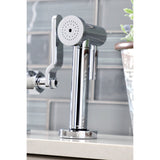 Whitaker KS2331KL Two-Handle 4-Hole Deck Mount Bridge Kitchen Faucet with Brass Sprayer, Polished Chrome
