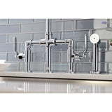 Whitaker KS2331KL Two-Handle 4-Hole Deck Mount Bridge Kitchen Faucet with Brass Sprayer, Polished Chrome