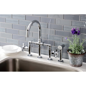 Hamilton KS2331NX Two-Handle 4-Hole Deck Mount Bridge Kitchen Faucet with Brass Sprayer, Polished Chrome