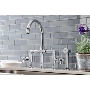 Hamilton KS2331NX Two-Handle 4-Hole Deck Mount Bridge Kitchen Faucet with Brass Sprayer, Polished Chrome