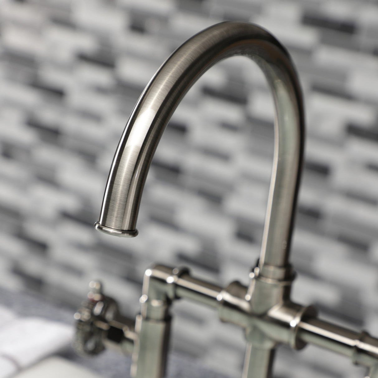 Fuller KS2334CG Two-Handle 4-Hole Deck Mount Bridge Kitchen Faucet with Brass Sprayer, Black Stainless