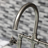 Fuller KS2334CG Two-Handle 4-Hole Deck Mount Bridge Kitchen Faucet with Brass Sprayer, Black Stainless