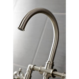 Belknap KS2338RX Two-Handle 4-Hole Deck Mount Bridge Kitchen Faucet with Brass Sprayer, Brushed Nickel